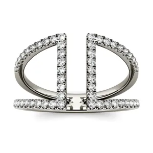 0.54 CTW DEW Geometric Moissanite Open Fashion Ring in 14K White Gold