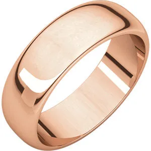 10K Rose 6 mm Half Round Band Size 9.5