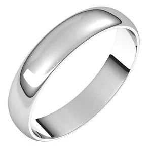 10K White 4 mm Half Round Ultra-Light Band Size 10