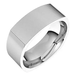 10K White 8 mm Square Comfort Fit Band Size 10.5