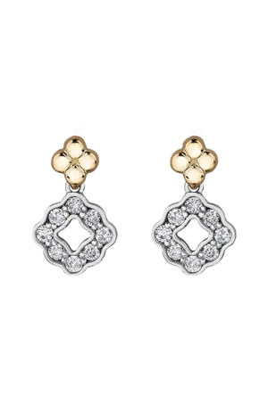 10K White and Yellow Gold 0.25TDW Diamond Floral Earrings