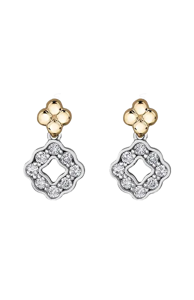 10K White and Yellow Gold 0.25TDW Diamond Floral Earrings