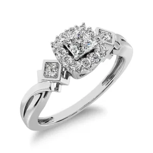 10K White Gold Princess Cut Diamond 1/5 CTW Engagement Ring