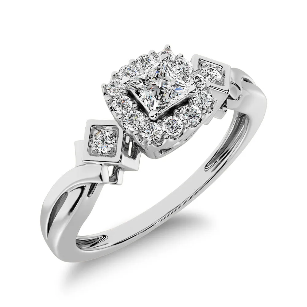 10K White Gold Princess Cut Diamond 1/5 CTW Engagement Ring