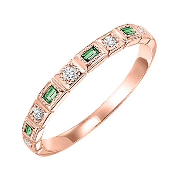10KT Pink Gold & Diamond Classic Book Stackable Fashion Ring  - 1/10 ctw