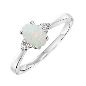10KT White Gold & Diamond Classic Book 10K Birthstone Ensembles Fashion Ring  - 1/10 ctw