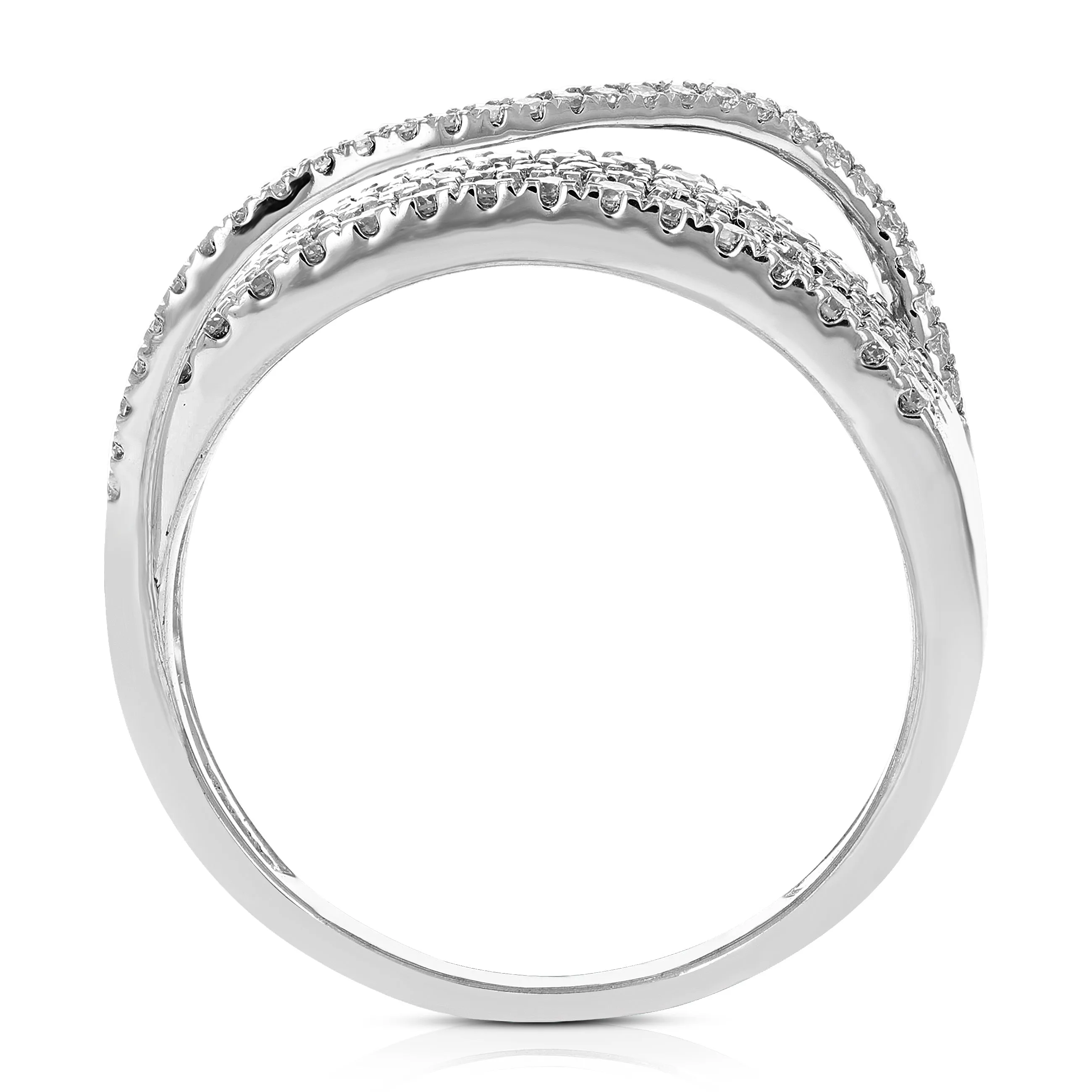 1/2 cttw Lab Grown Diamond Wedding Band Cross Over in Silver