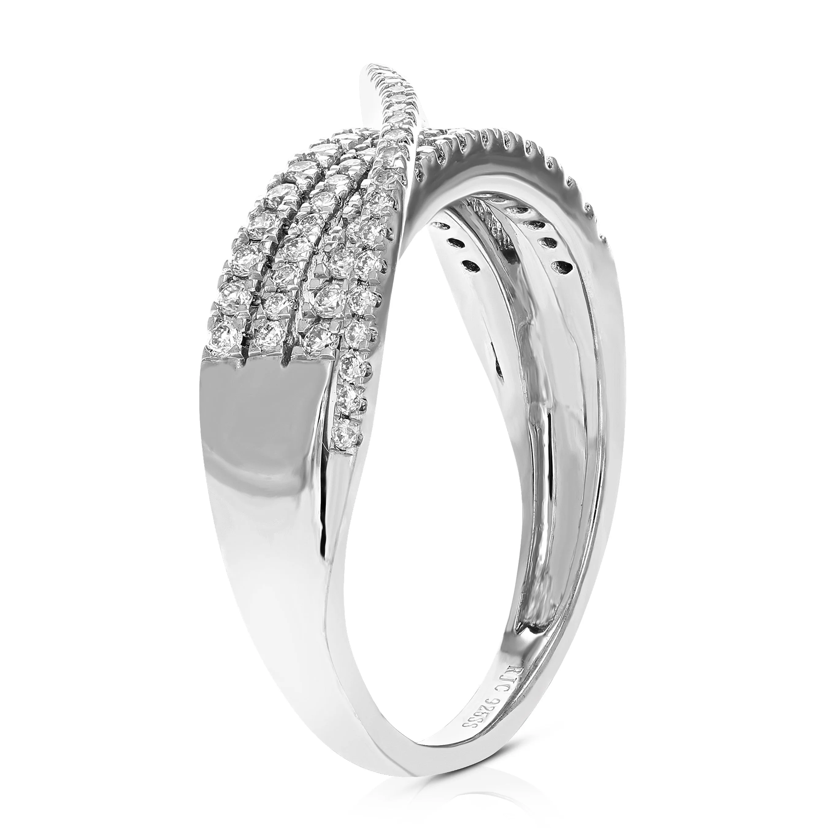 1/2 cttw Lab Grown Diamond Wedding Band Cross Over in Silver