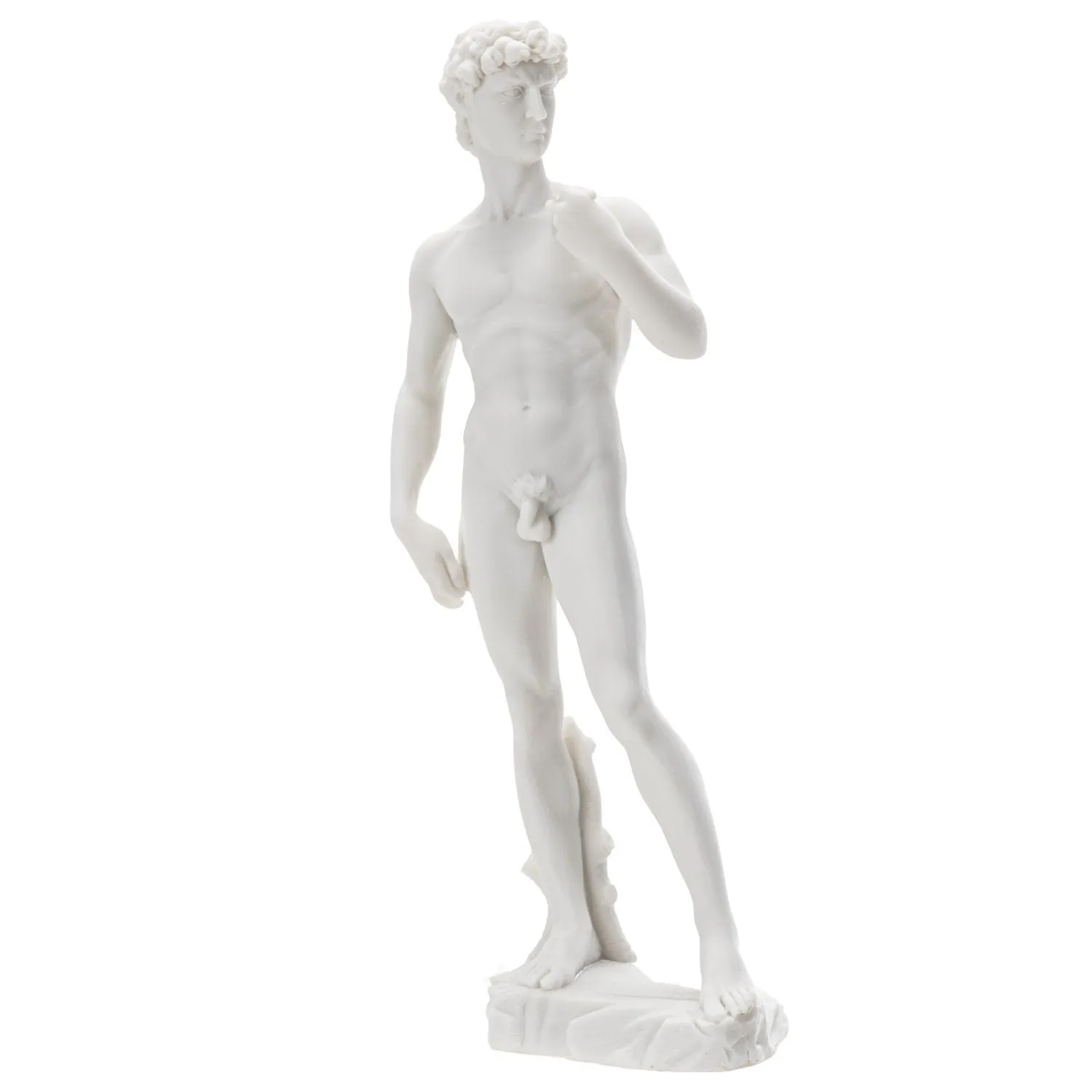 12.5 Inch Michelangelo's "David" Nude Renaissance Masterpiece Replica Resin Sculpture Marble White Finish