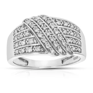 1/3 cttw Lab Grown Diamond Cross Over Wedding Band in Silver