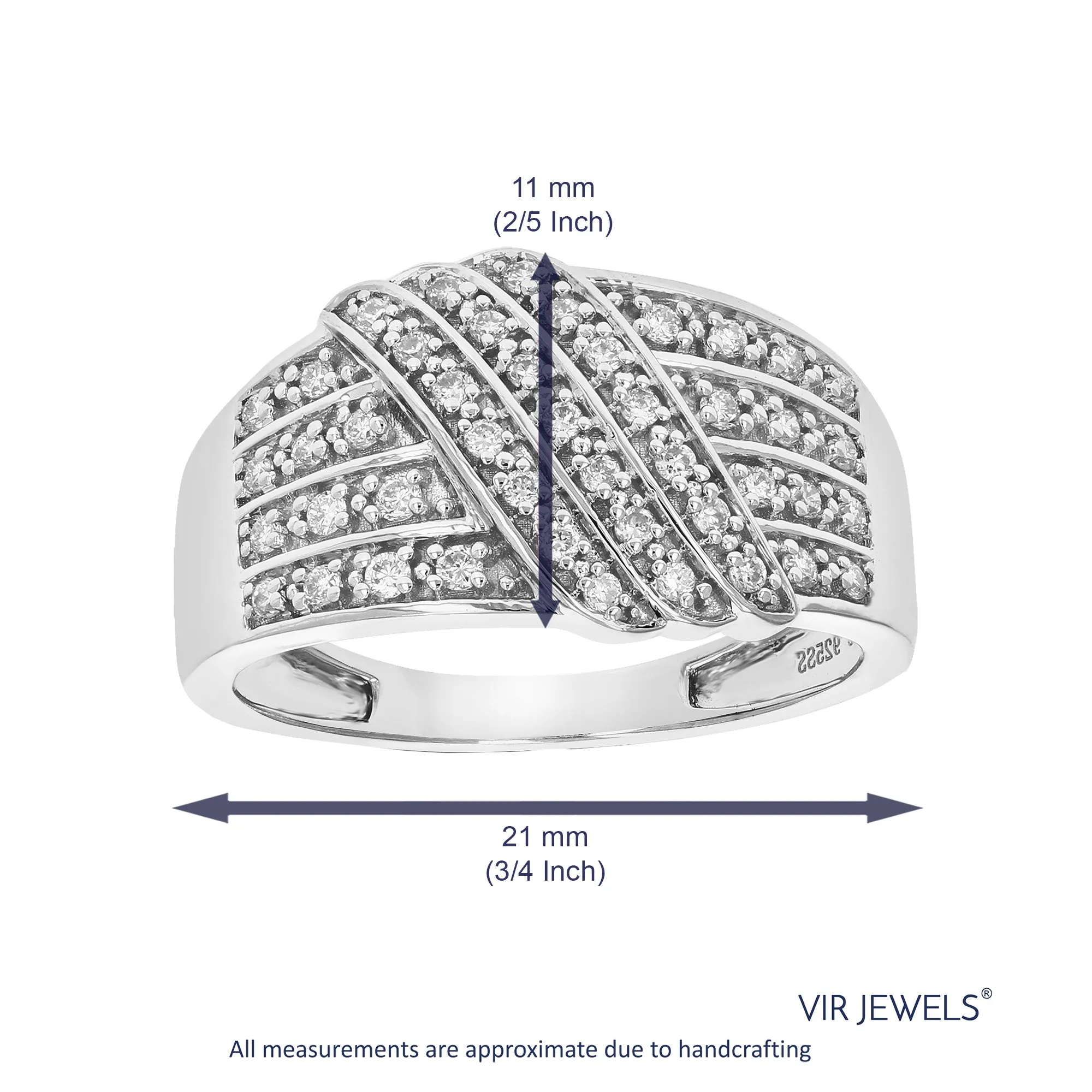 1/3 cttw Lab Grown Diamond Cross Over Wedding Band in Silver