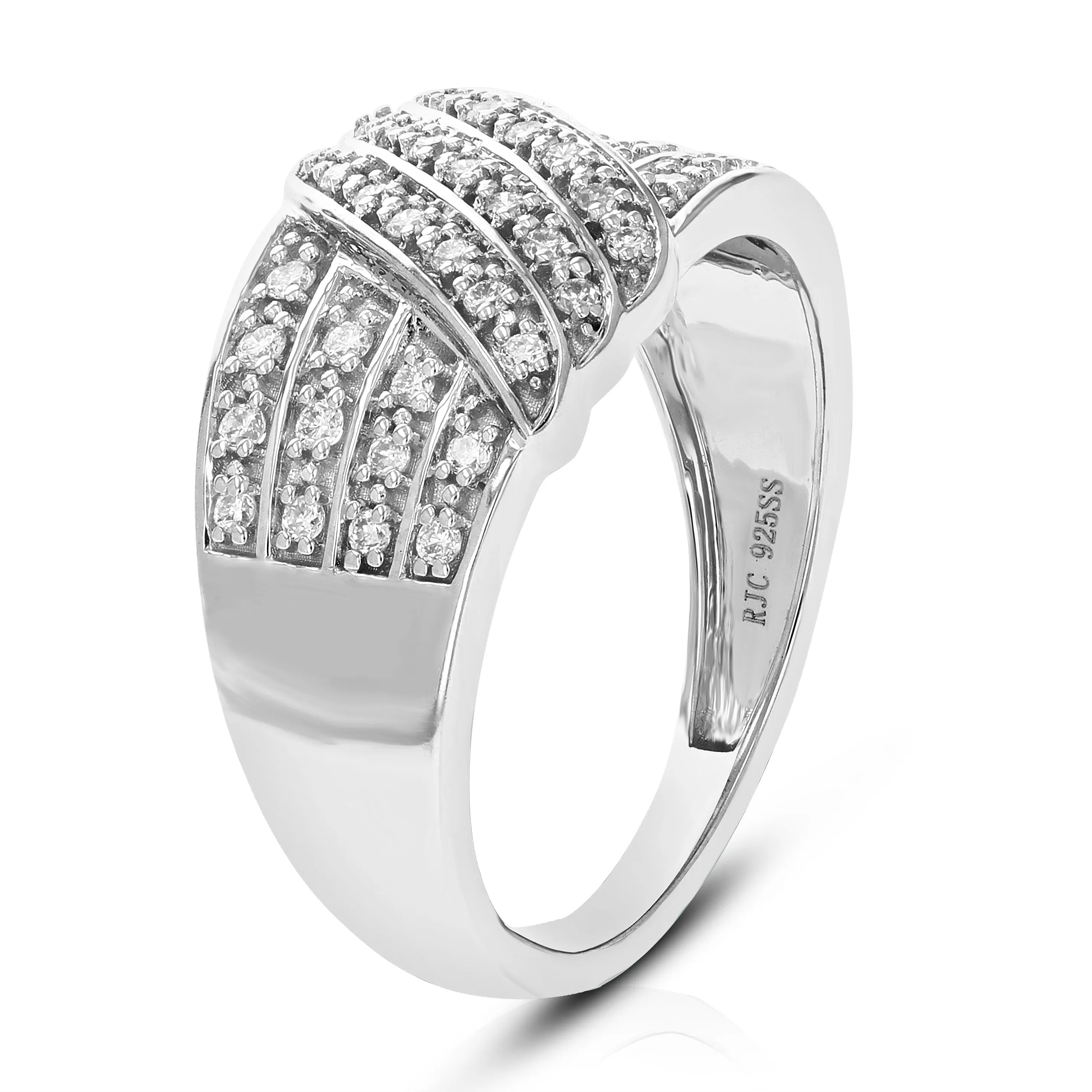 1/3 cttw Lab Grown Diamond Cross Over Wedding Band in Silver