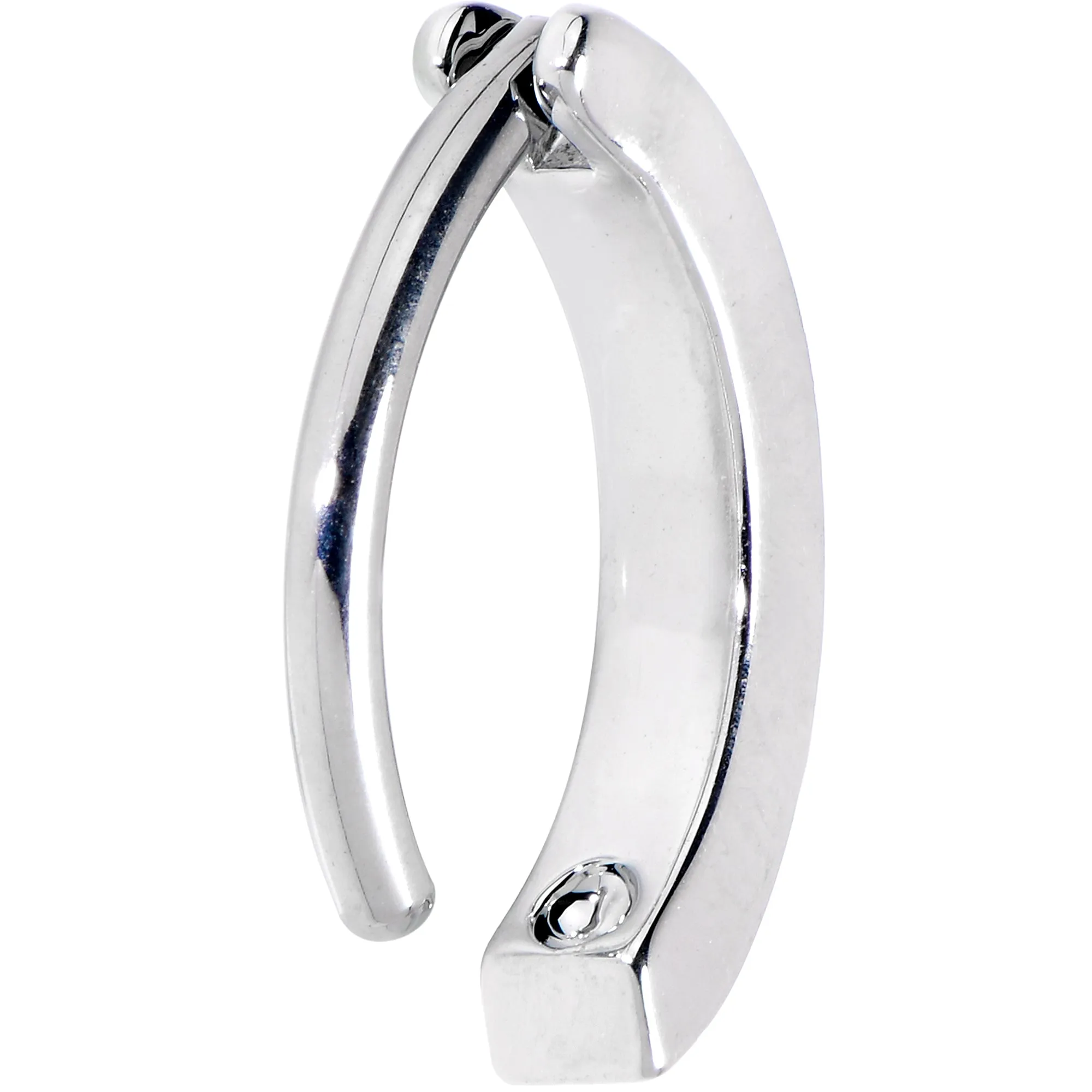 14 Gauge 3/8 White Synthetic Opal ASTM F-136 Implant Grade Titanium Hinged Hoop Belly Ring