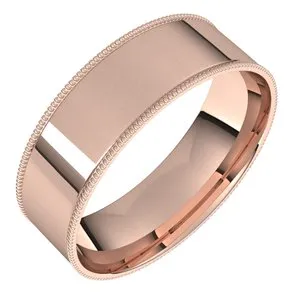 14K Rose 6 mm Milgrain Flat Comfort Fit Band Size 7