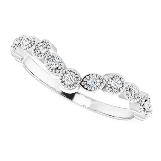 14K White 1/10 CTW Diamond Vintage-Inspired Contour Band
