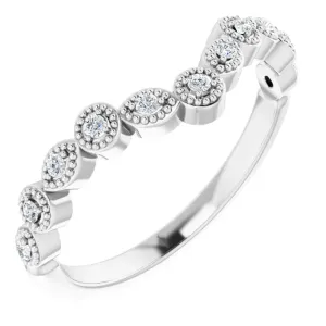 14K White 1/10 CTW Diamond Vintage-Inspired Contour Band