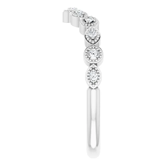 14K White 1/10 CTW Diamond Vintage-Inspired Contour Band