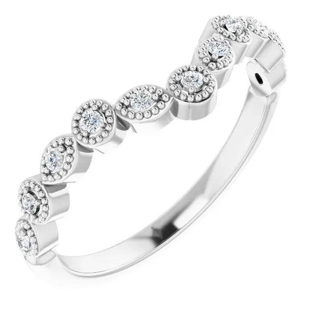 14K White 1/10 CTW Diamond Vintage-Inspired Contour Band