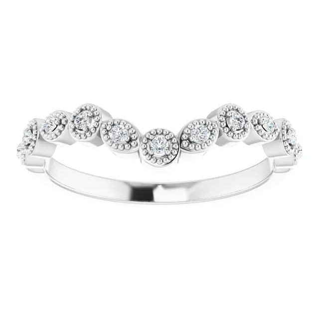 14K White 1/10 CTW Diamond Vintage-Inspired Contour Band