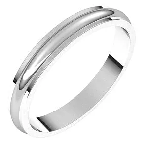 14K White 3 mm Half Round Edge Band Size 5.5