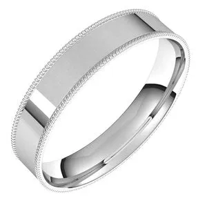 14K White 4 mm Milgrain Flat Comfort Fit Band Size 6.5