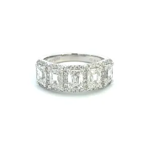 14K White Gold Emerald Cut Halo Diamond Fashion Ring (2.75ctw)