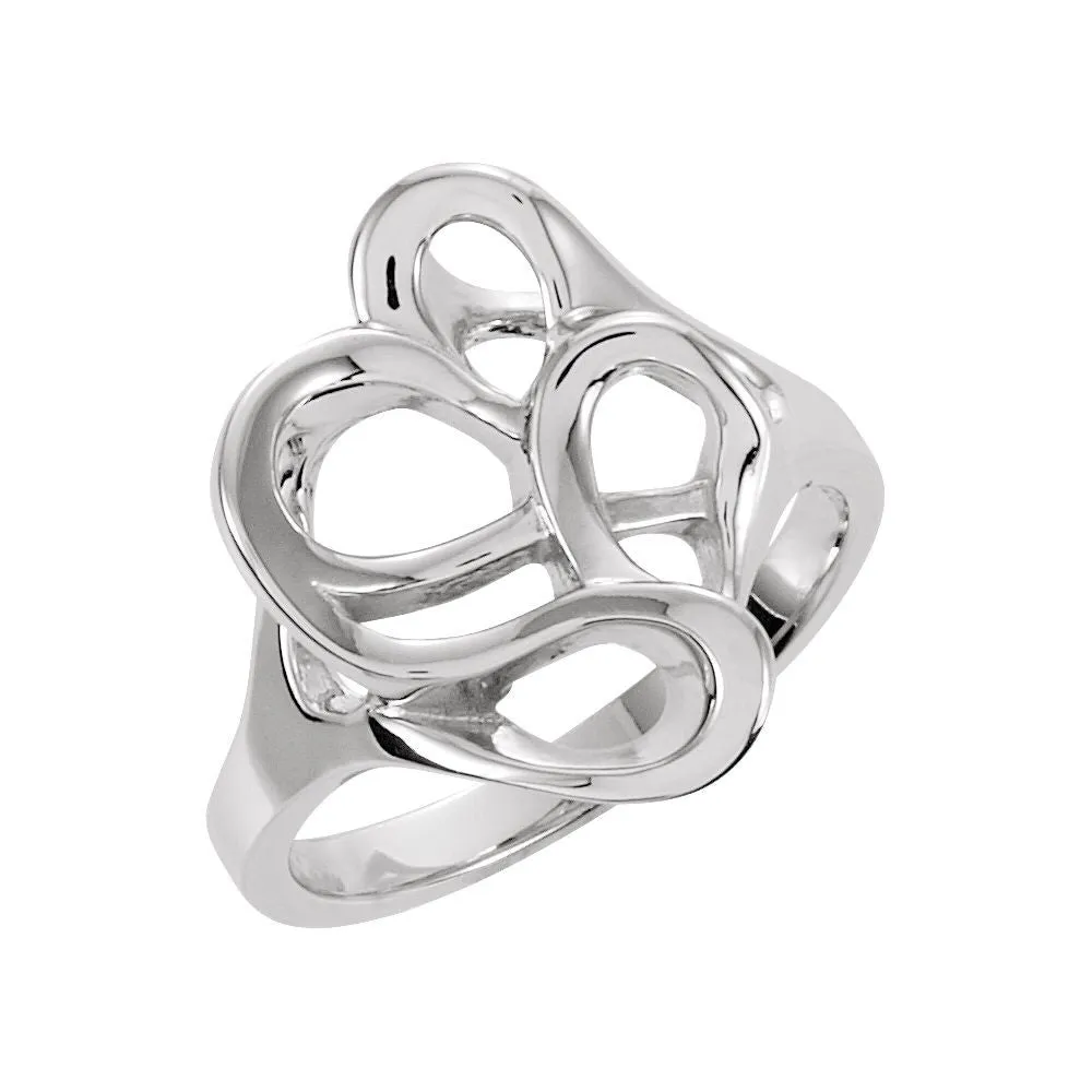 14k White Gold Freeform Ring, Size 6