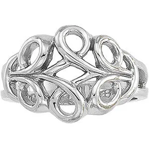 14k White Gold Freeform Ring, Size 6