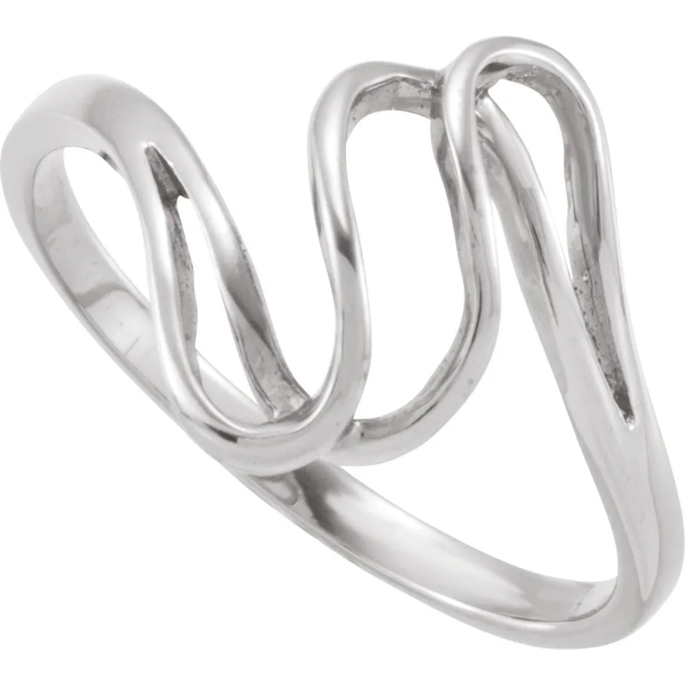14k White Gold Metal Fashion Ring, Size 6