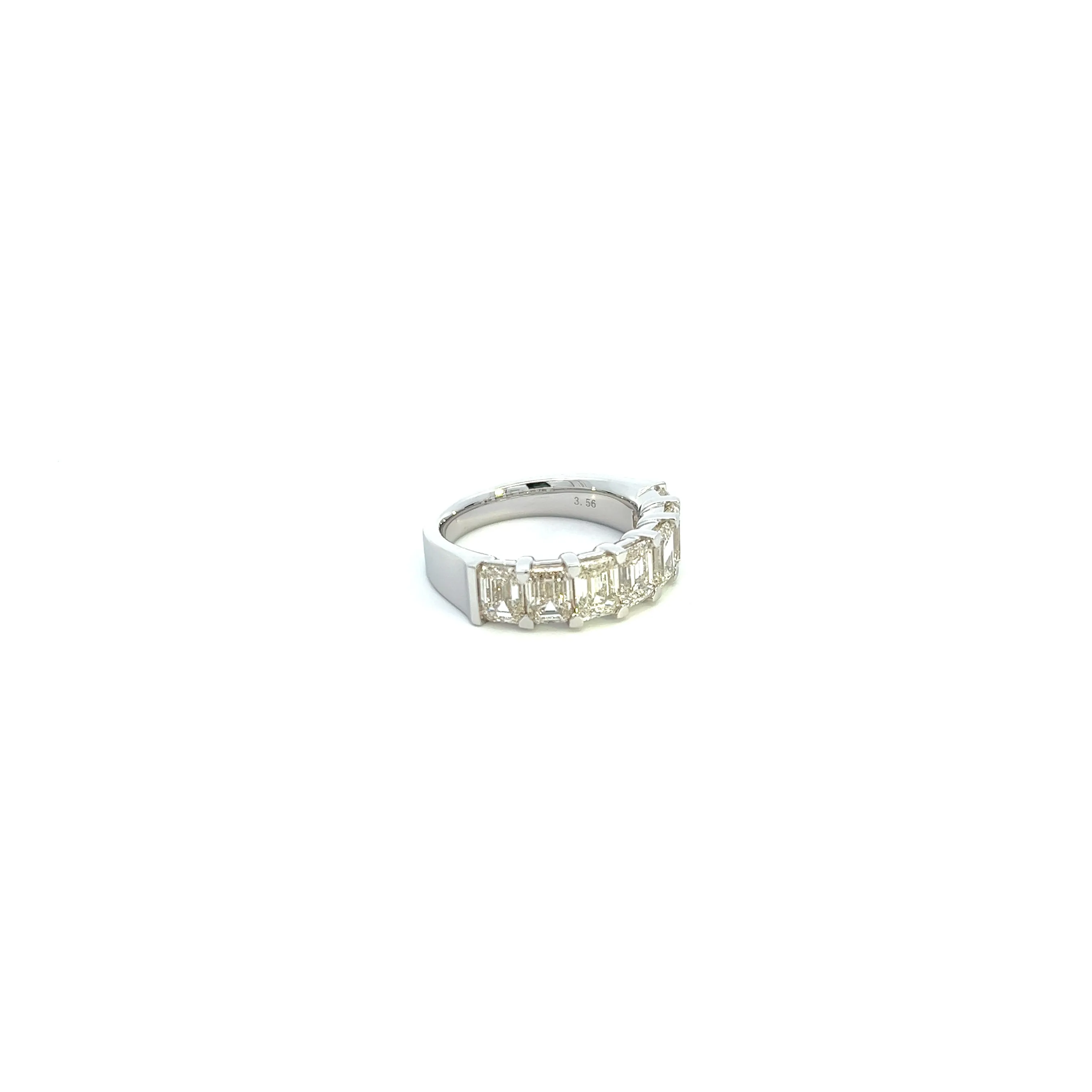 14K White Gold Seven Emerald Cut Diamond Ring (3.56ctw)