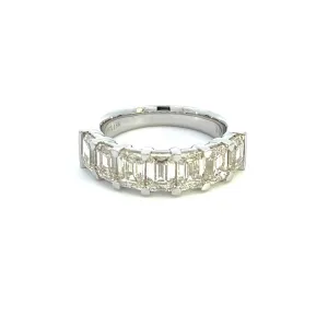 14K White Gold Seven Emerald Cut Diamond Ring (3.56ctw)