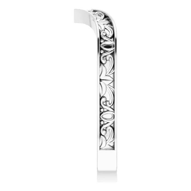 14K White Vintage-Inspired "V" Ring