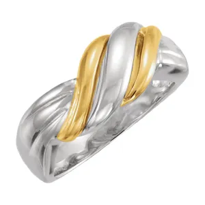 14k White/Yellow Gold Freeform Ring, Size 7