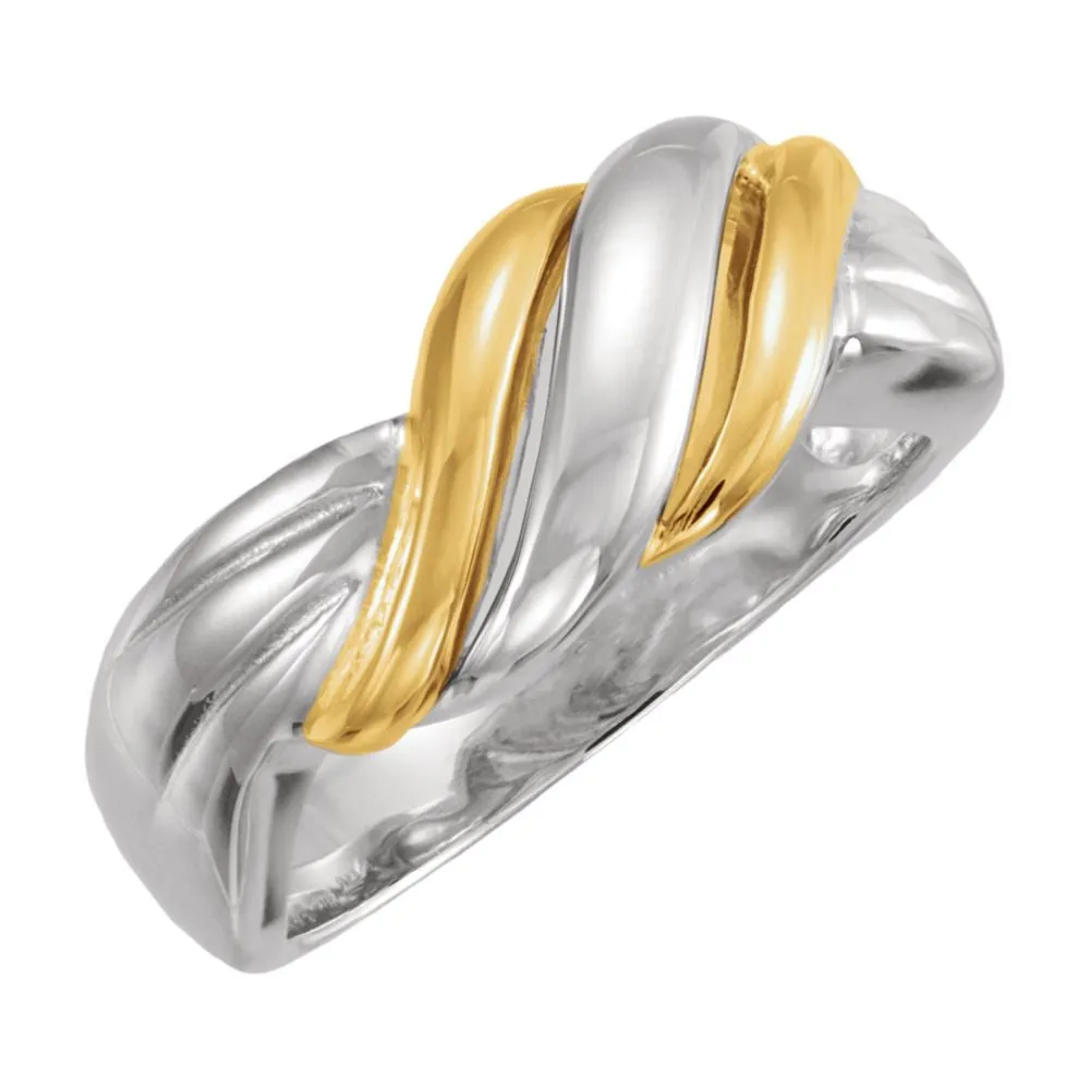 14k White/Yellow Gold Freeform Ring, Size 7