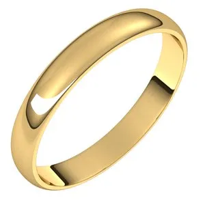 14K Yellow 3 mm Half Round Ultra-Light Band Size 4.5