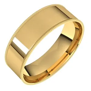 14K Yellow 6 mm Milgrain Flat Comfort Fit Band Size 8.5
