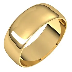 14K Yellow 7 mm Half Round Ultra-Light Band Size 6