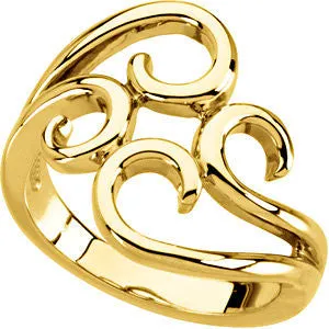 14k Yellow Gold Fashion Ring , Size 7
