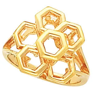14k Yellow Gold Freeform Ring, Size 6