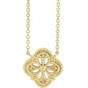 14K Yellow Vintage-Inspired Clover 18" Necklace