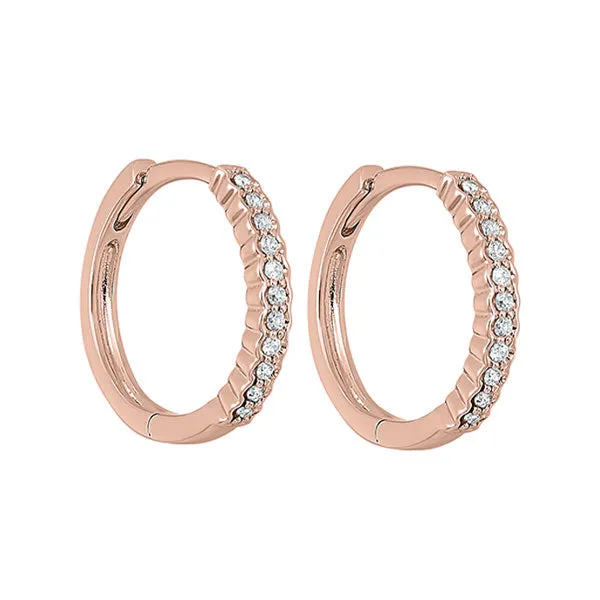 14KT Pink Gold & Diamond Classic Book Mixable Fashion Earrings  - 1/6 ctw