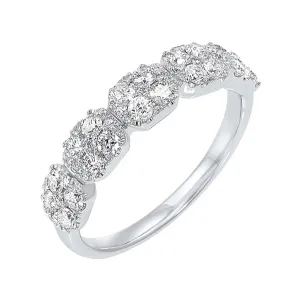 14KT White Gold & Diamond Classic Book 5 Station Fashion Ring  - 3/4 ctw