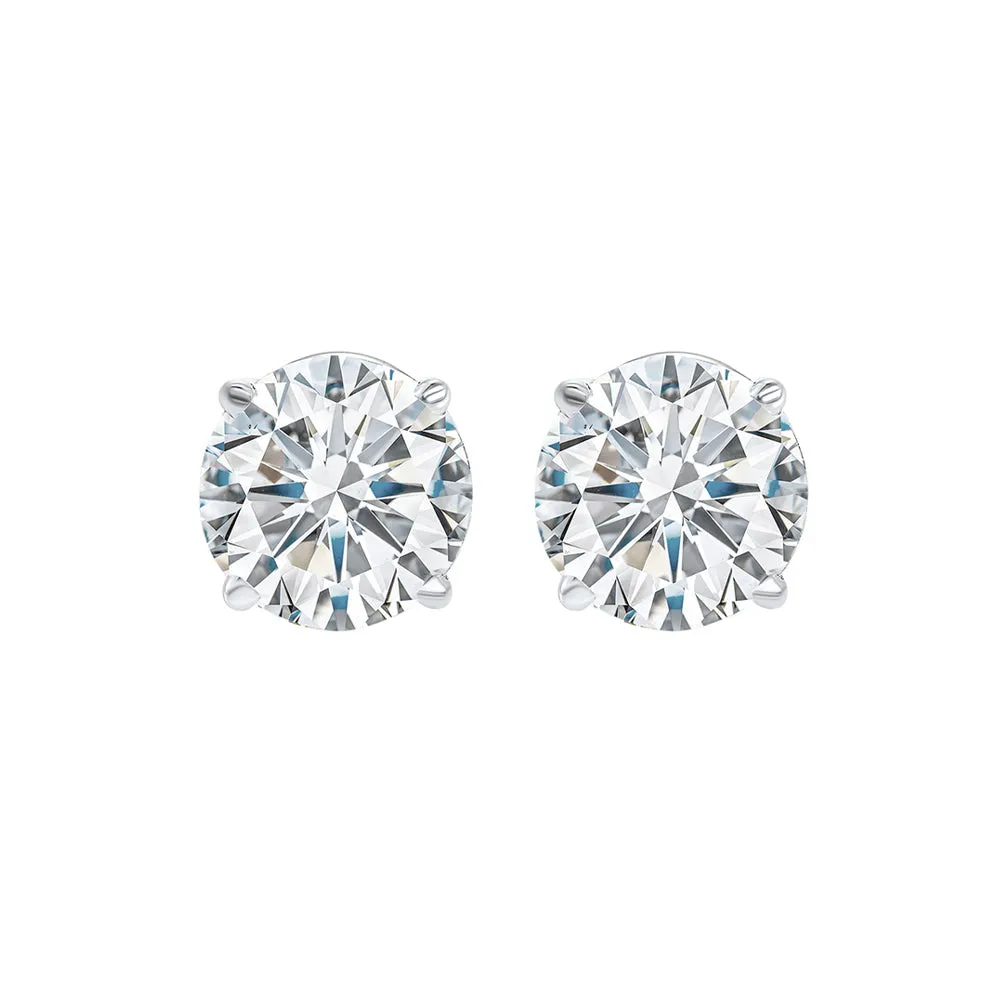 14KT White Gold & Diamond Classic Book Round Stud Earrings  - 1 ctw