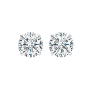 14KT White Gold & Diamond Classic Book Round Stud Earrings  - 1 ctw