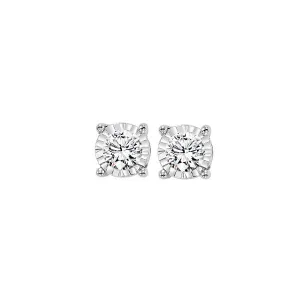 14KT White Gold & Diamond Fashion Earrings -1/10 ctw