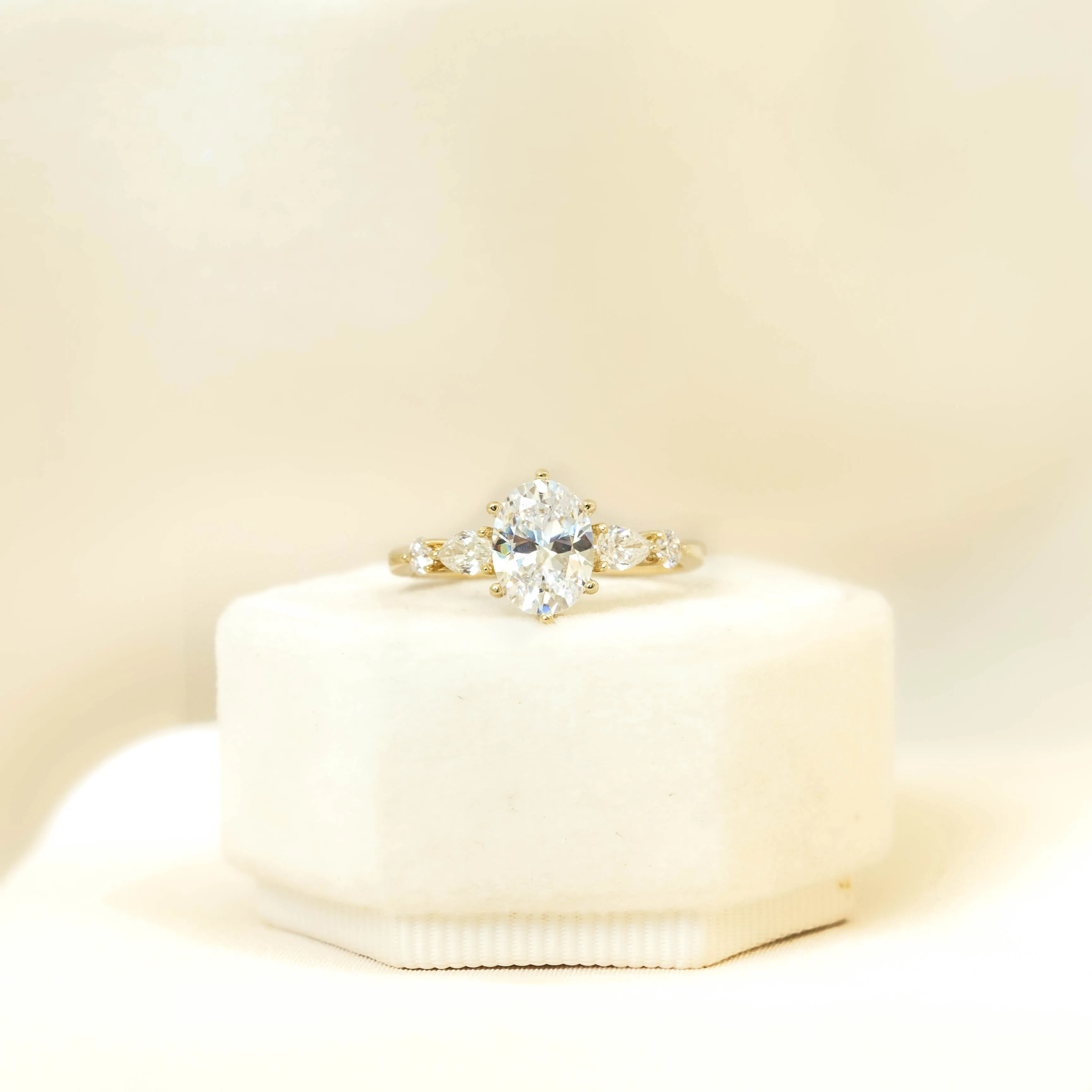 14ky 6-Prong Oval, Pear & Round 5-Stone Diamond Ring