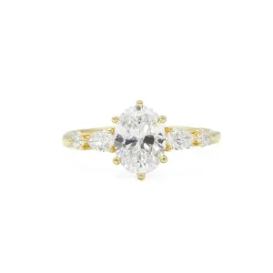 14ky 6-Prong Oval, Pear & Round 5-Stone Diamond Ring
