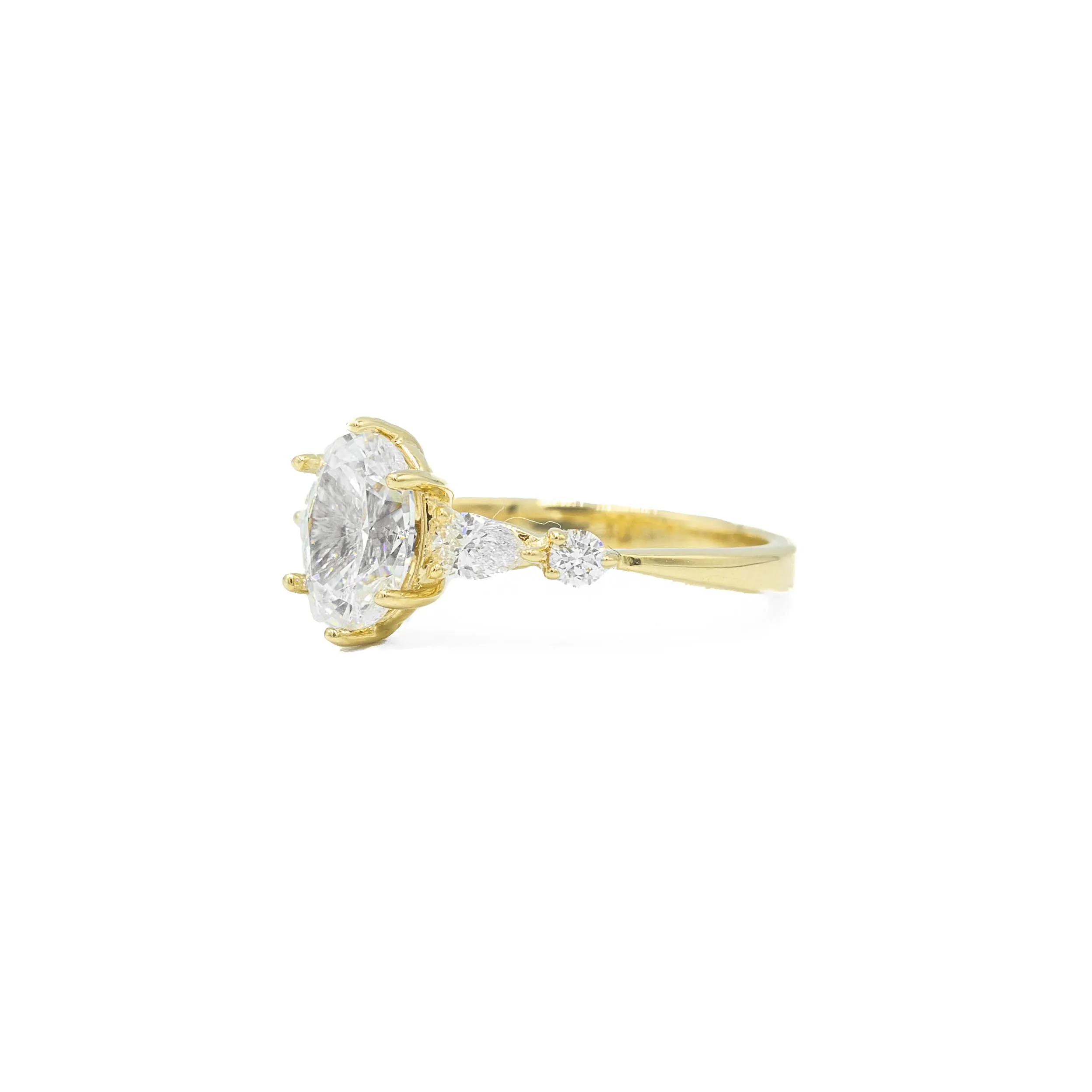 14ky 6-Prong Oval, Pear & Round 5-Stone Diamond Ring