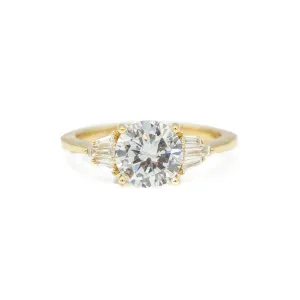 14ky Round & Baguette Deco-Inspired Diamond Ring