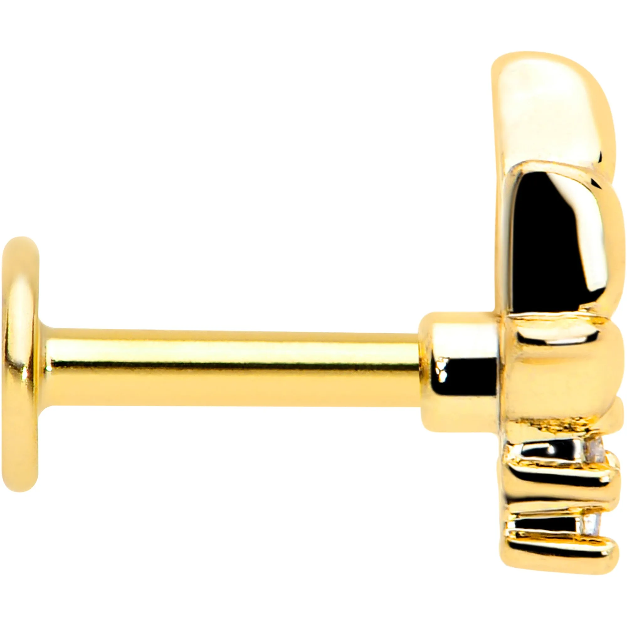 16 Gauge 1/4 Pink CZ Gem Gold Tone Style Fire Labret Monroe Tragus